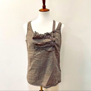 Brooklyn Industries gray asymmetrical strap ruffle tank
